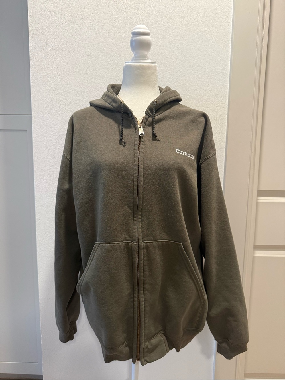 Carhartt Olive Full-Zip Hooded Sweatshirt